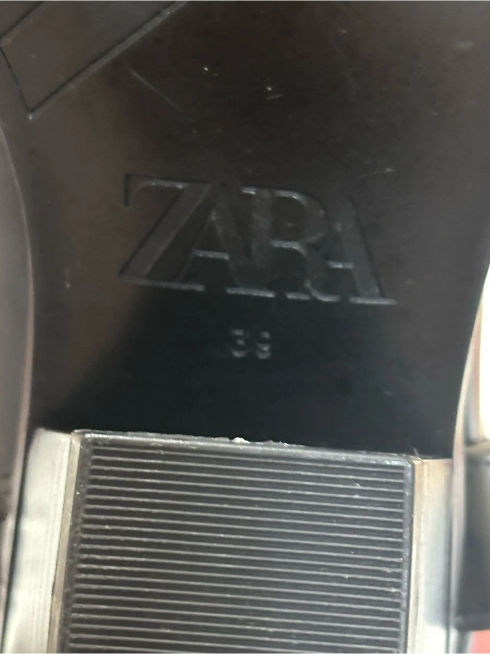 Zara Black Leather Ankle Boots with Silver Ring Detail